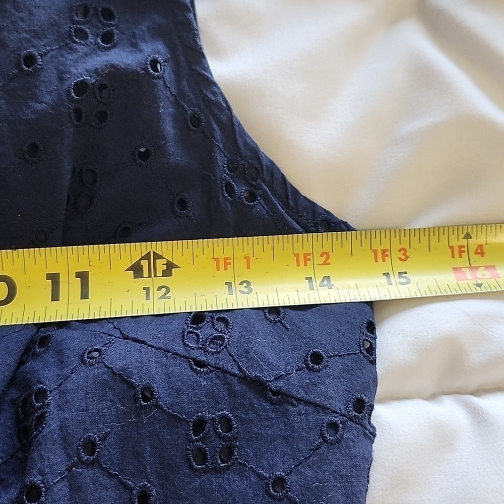 J. Crew Factory Navy Blue Eyelet Lace Sleevless Shirt Dress XXSMALL - Picture 13 of 15